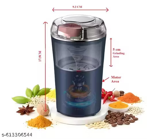 Portable Electric Spice Grinder 200W – Stainless Steel Mini Masala & Coffee Bean Grinder, Push Button Control, Multipurpose, Portable Kitchen Tool